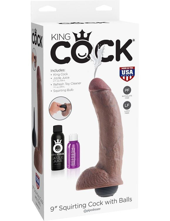 KING COCK - REALISTIC BROWN EJACULATING PENIS 22.86 CM