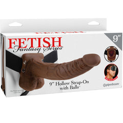 FETISH FANTASY SERIES - HOLLOW STRAP 9 WITH BALLS 22.9CM BROWN