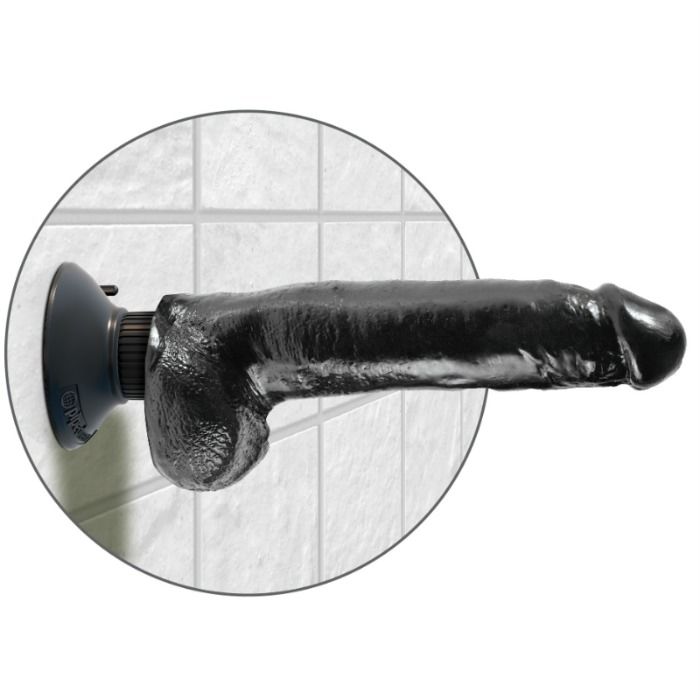 KING COCK - GODE VIBRANT AVEC TESTICULES 23 CM NOIR