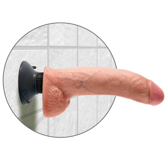 KING COCK - GODE VIBRATEUR AVEC TESTICULES 23 CM NATUREL