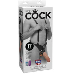 KING COCK - STRAP-ON CON DILDO HUECO DE 28 CM Y CORREAS DE CADENA DE COLOR