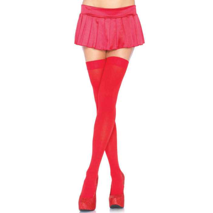 LEG AVENUE - RED NYLON THIGH HIGHS