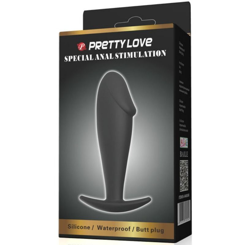 PRETTY LOVE - BLACK SILICONE PENIS SHAPED ANAL PLUG