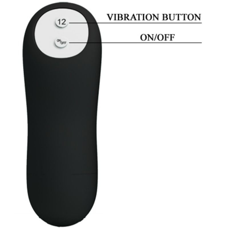 PRETTY LOVE - SILICONE ANAL PLUG IN PENIS SHAPE AND 12 VIBRATION MODES BLACK