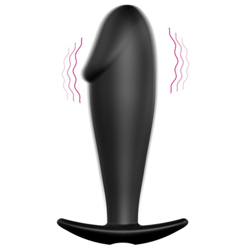 PRETTY LOVE - SILICONE ANAL PLUG IN PENIS SHAPE AND 12 VIBRATION MODES BLACK