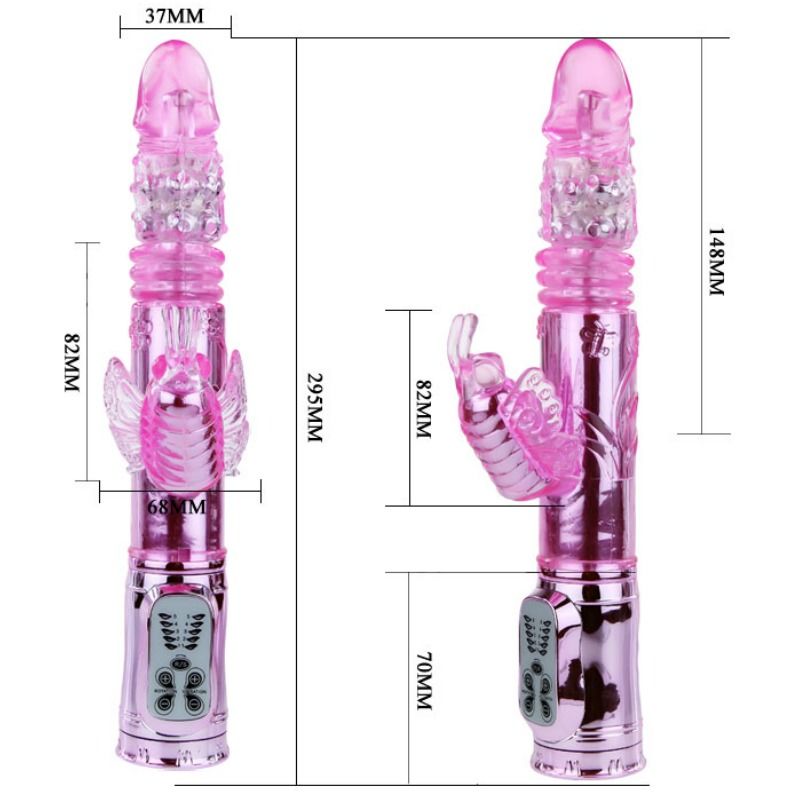 BAILE - RECHARGEABLE VIBRATOR WITH BUTTERFLY STIMULATOR ROTATION AND THROBBING