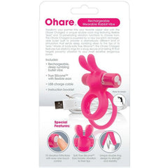 SCREAMING O - ANILLO DOBLE PARA EL PENE RECARGABLE CON CONEJO LIEBRE ROSA