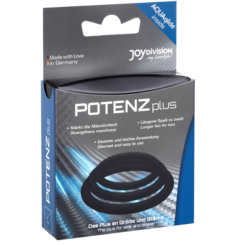 JOYDIVISION POTENZDUO - PLUS SET DE 3 ANILLOS NEGROS - S, M, L