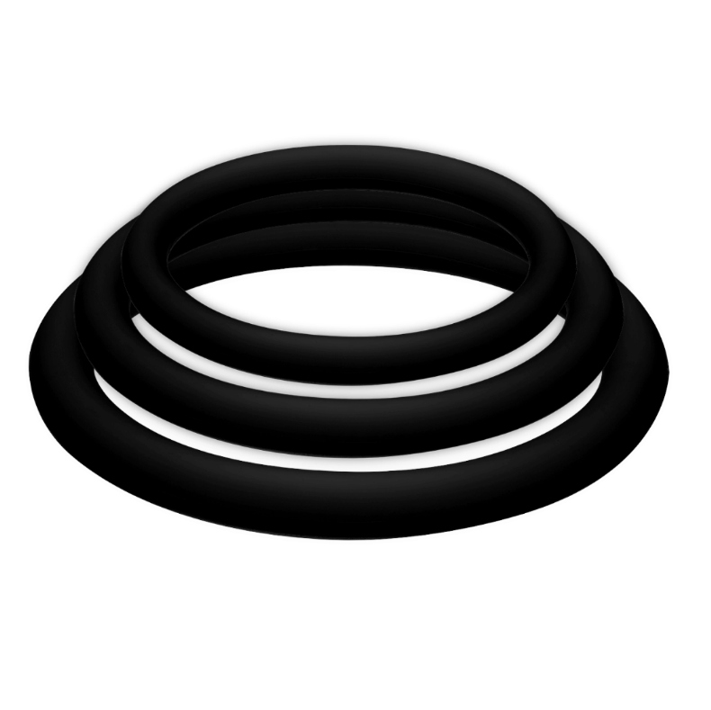 JOYDIVISION POTENZDUO - PLUS SET DE 3 ANILLOS NEGROS - S, M, L