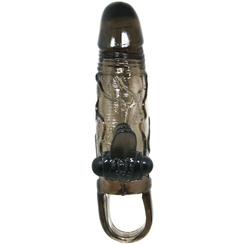 BAILE - COUVRE-PÉNIS BRAVE MAN AVEC STIMULATION CLITO ET ANAL DOUBLE BULLET NOIR 16.5 CM