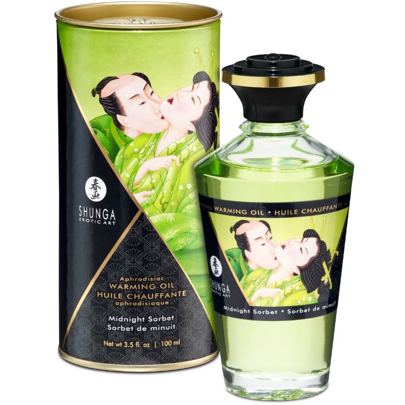 SHUNGA - ACEITE DE MASAJE EFECTO CALOR SABOR SORBT DE MEDIANOCHE 100 ML