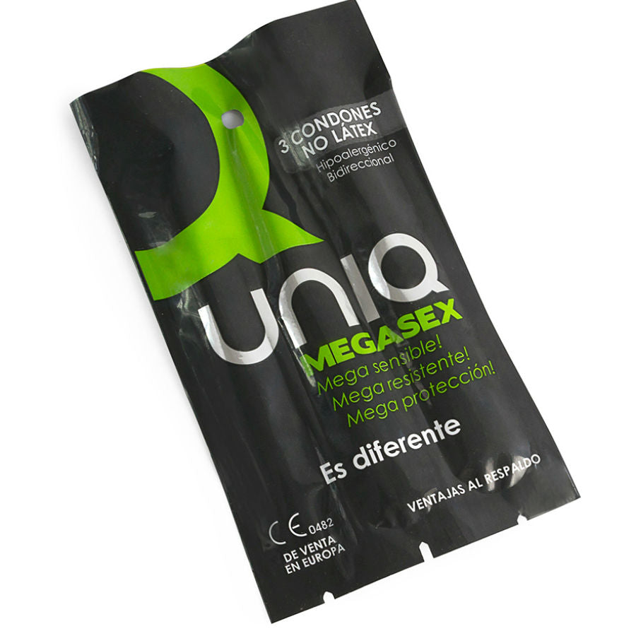 UNIQ - MEGASEX CONDONES SENSIBLES SIN LÁTEX 3 UNIDADES