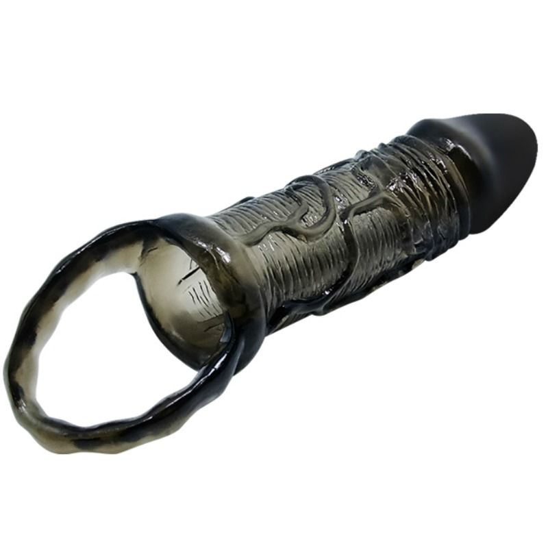 BAILE - FUNDA PARA EXTENSIÓN DE PENE CON CORREA PARA TESTICULOS NEGRO 13,5 CM