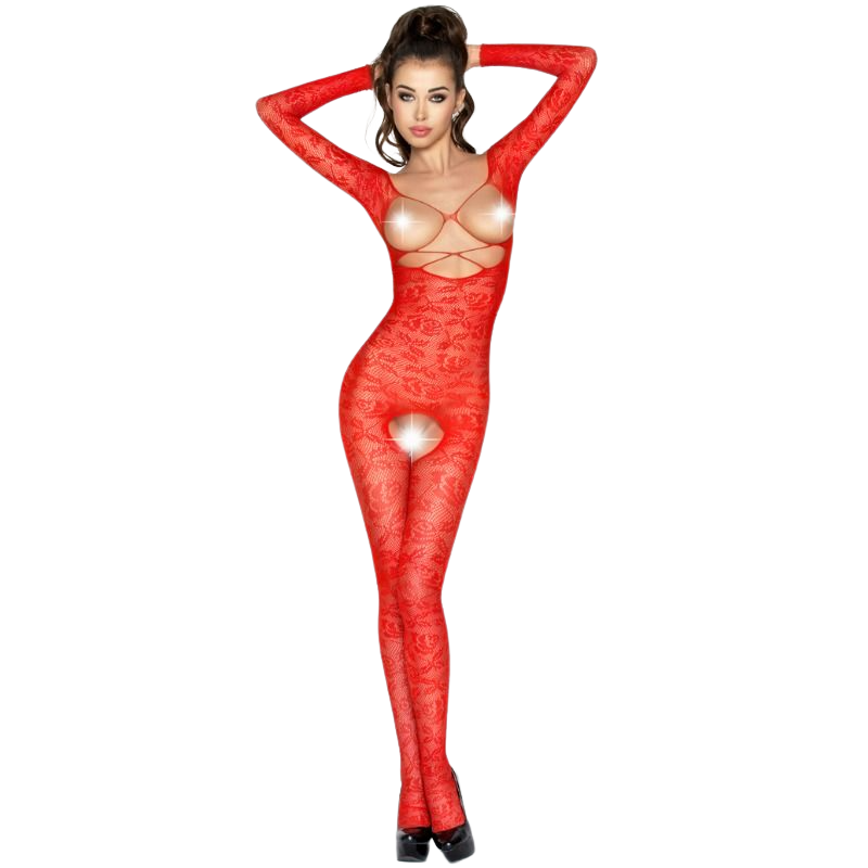 PASSION - BODYSTOCKING MUJER BS031 ROJO TALLA ÚNICA