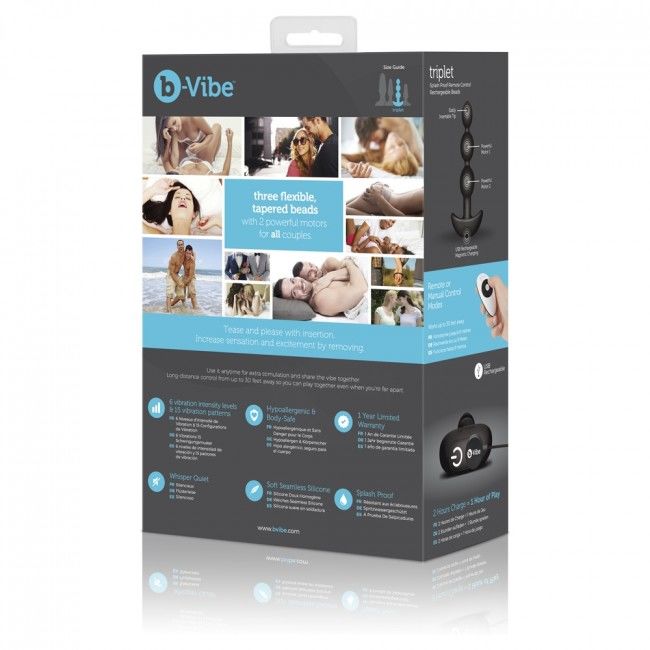 B-VIBE - TRIPLET ANAL CON CONTROL REMOTO CUENTAS NEGRAS