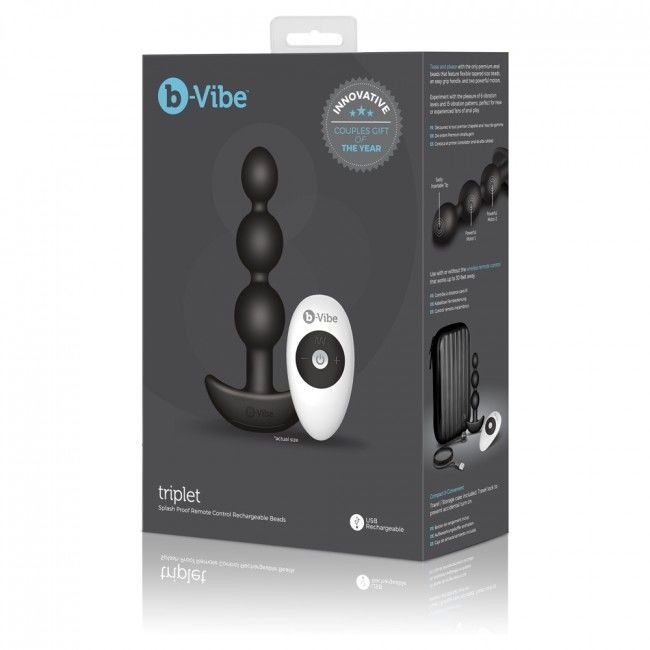 B-VIBE - TRIPLET ANAL CON CONTROL REMOTO CUENTAS NEGRAS