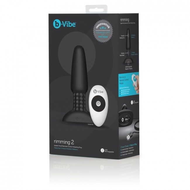 B-VIBE - PLUG ANAL CON CONTROL REMOTO RIMMING 2 NEGRO