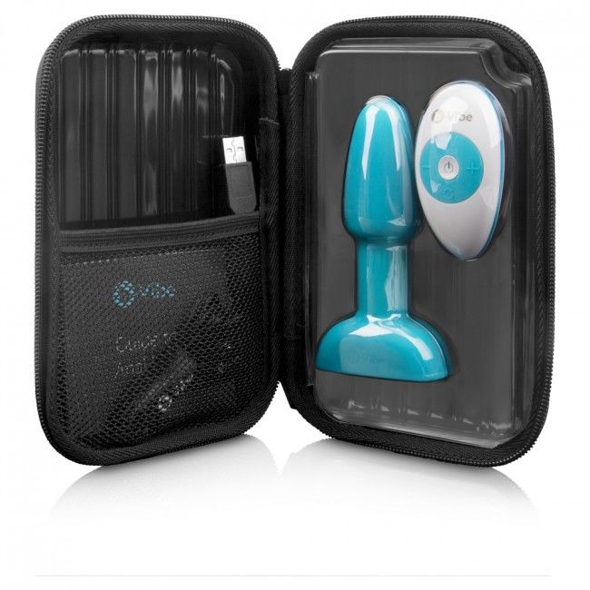 B-VIBE - PLUG ANAL CON CONTROL REMOTO RIMMING PEQUEÑO VERDE AZUL