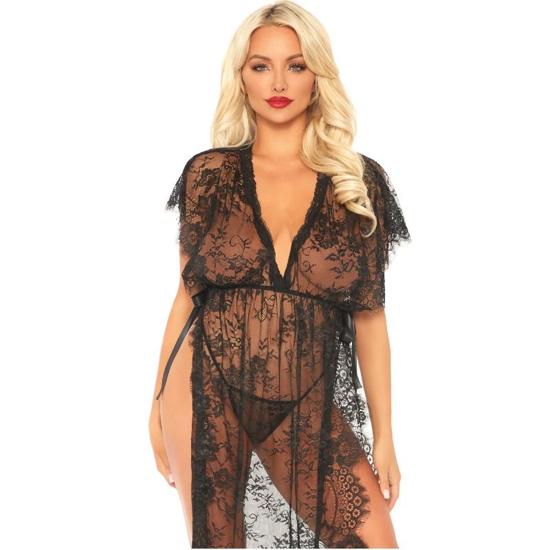 LEG AVENUE - 2 PIECE SET LACE KAFTEN DRESS AND THONG S/M