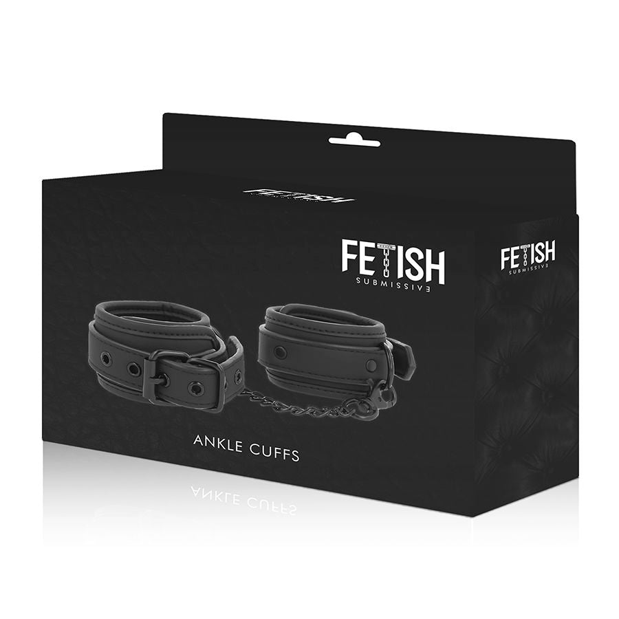 FETISH SUBMISSIVE - VEGAN LEATHER ANKLE BRACELETS WITH NOPRENE LINING