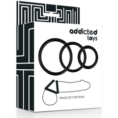 ADDICTED TOYS - SET ANILLO PARA EL PENE NEGRO