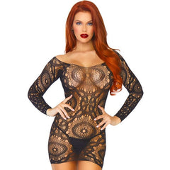 LEG AVENUE - LONG SLEEVE LACE MINI DRESS ONE SIZE