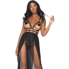 LEG AVENUE - VESTIDO MAXI JAULA Y TANGA S/M