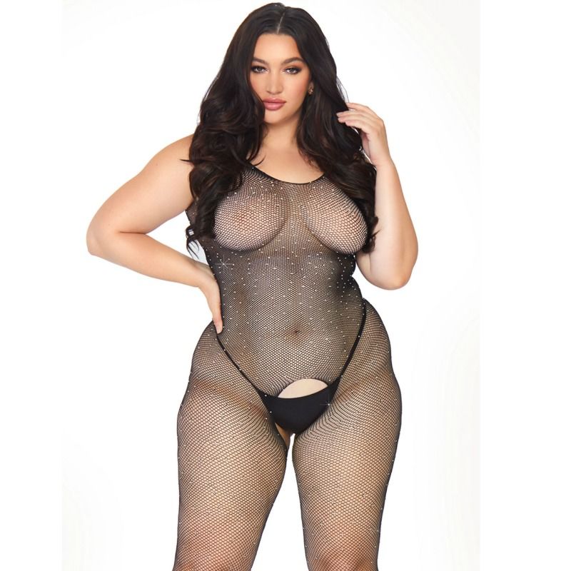 LEG AVENUE - BODYSTOCKING EN FILET CRISTALLISÉ 1X-2X