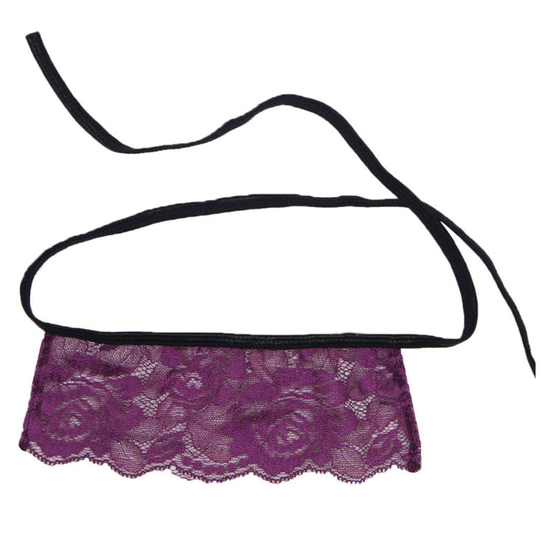 SUBBLIME - CORSET THONG AND EYE STRIPES BLACK AND PURPLE S / M