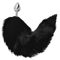 DARKNESS - 8 CM SILVER ANAL PLUG WITH BLACK TAIL