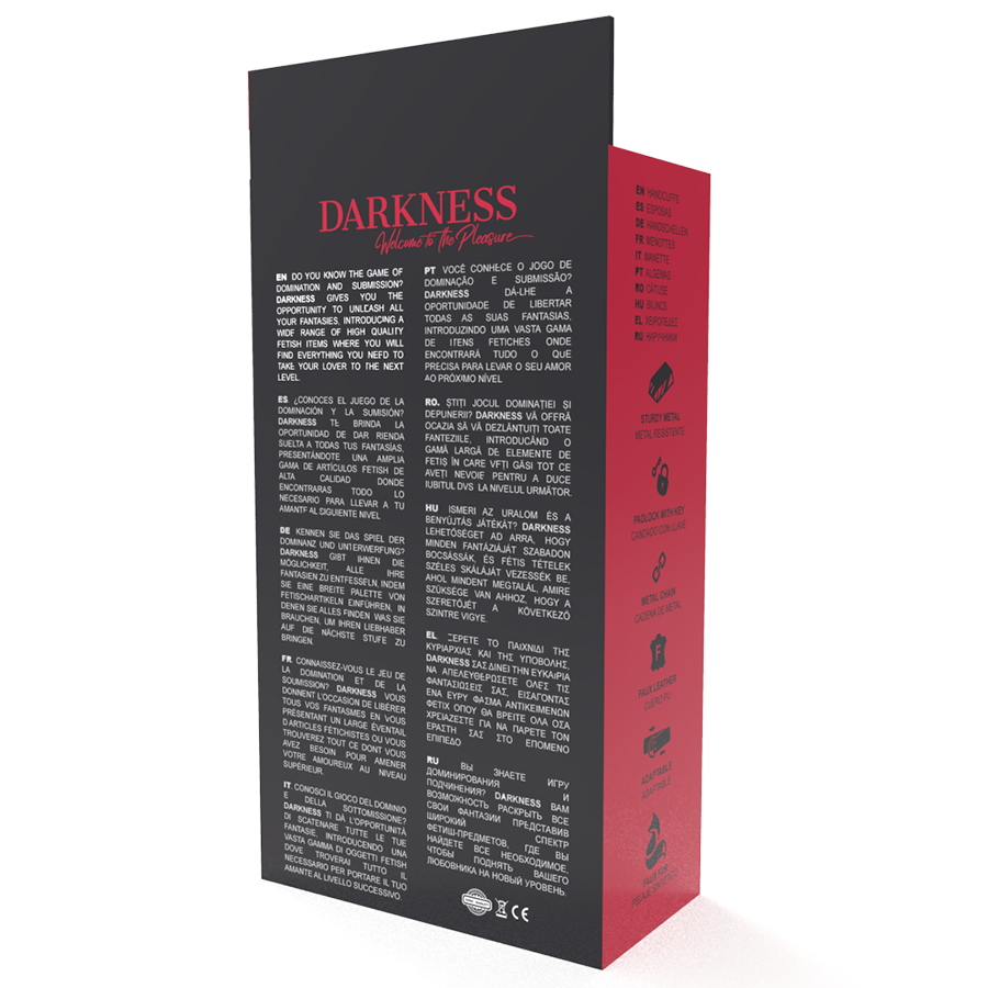 DARKNESS - ESPOSAS AJUSTABLES PARA TOBILLOS DE PIEL NEGRA CON CANDADO