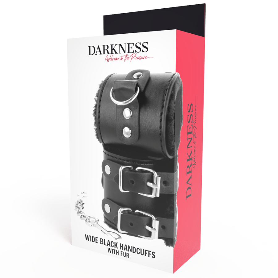 DARKNESS - ESPOSAS DE PIEL NEGRAS AJUSTABLES CON FORRO