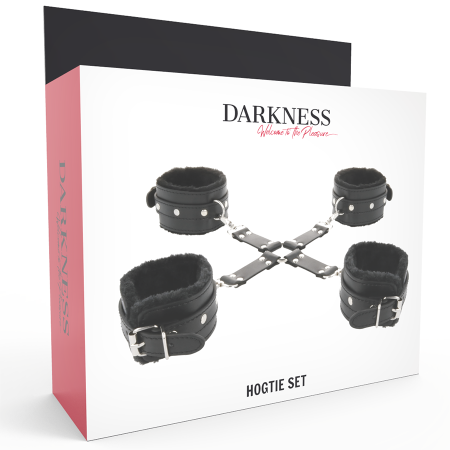 DARKNESS - BLACK LEATHER FOOT AND HAND CUFFS