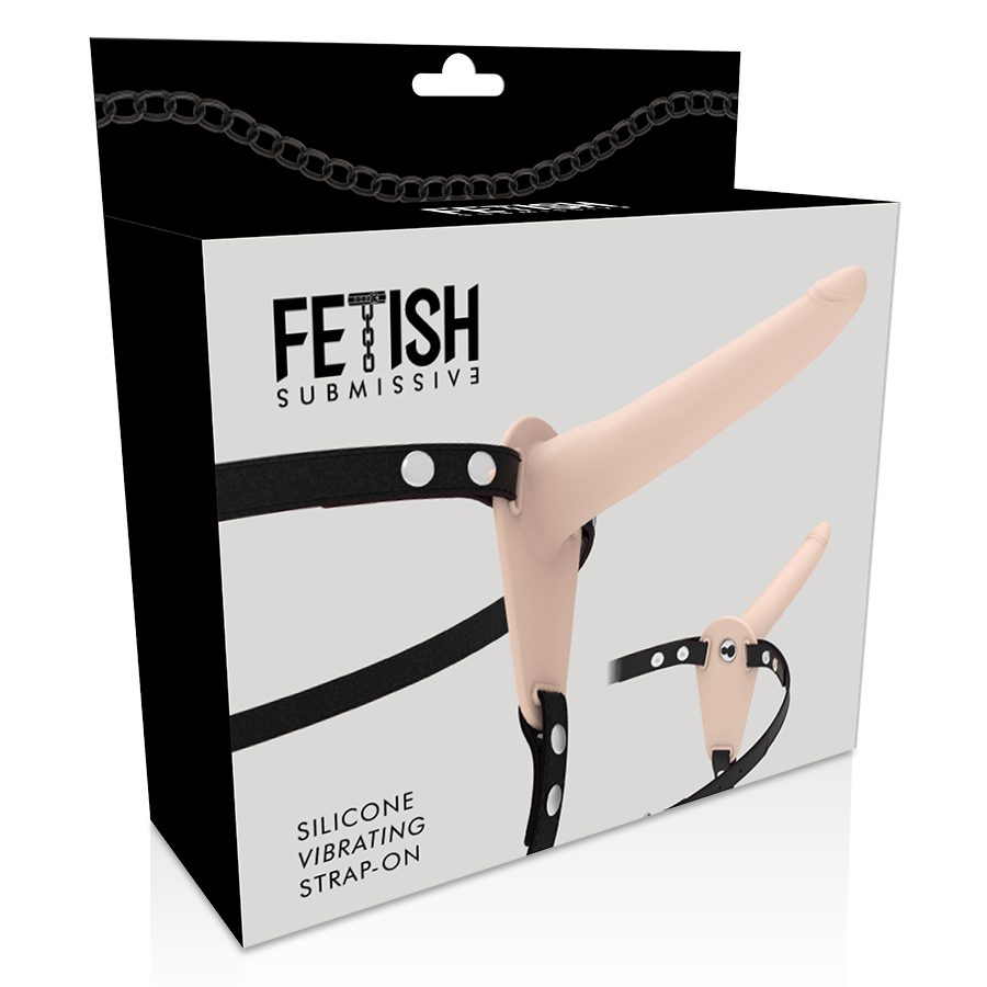 SUBMISSIVE FETISH HARNESS - 15 CM FLESH SILICONE VIBRATOR