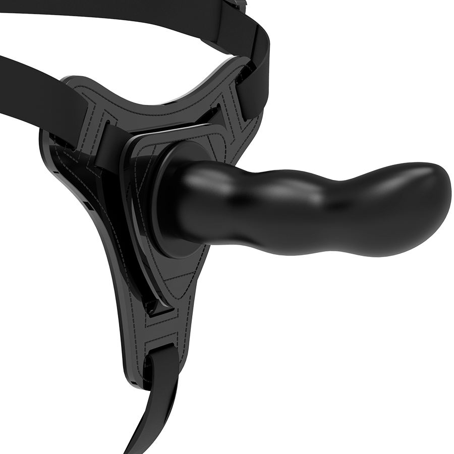 SUBMISSIVE FETISH HARNESS - BLACK SILICONE G-POINT 16 CM