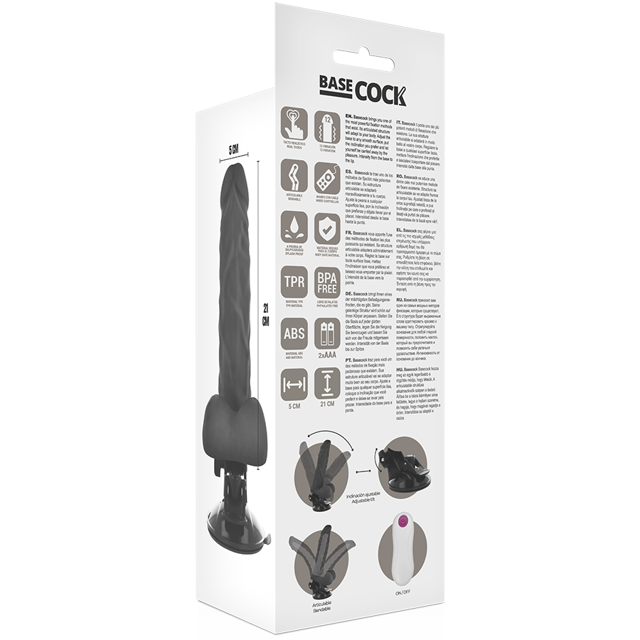 BASECOCK - VIBRATEUR ARTICULABLE TÉLÉCOMMANDE NATUREL 21 CM -O- 5 CM