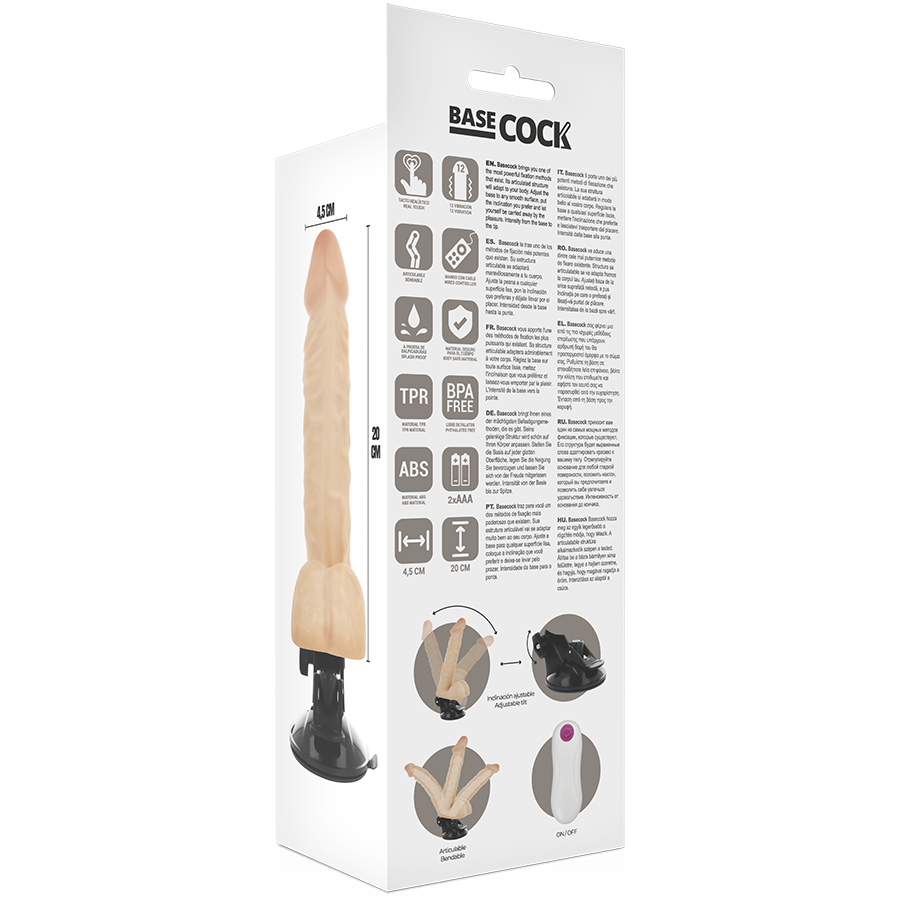 BASECOCK - ARTICULABLE VIBRATOR REMOTE CONTROL NATURAL 20 CM -O- 4.5 CM