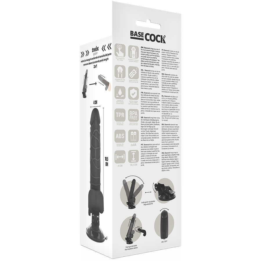 BASECOCK - REALISTIC NATURAL REMOTE CONTROL VIBRATOR 18.5 CM -O- 4CM