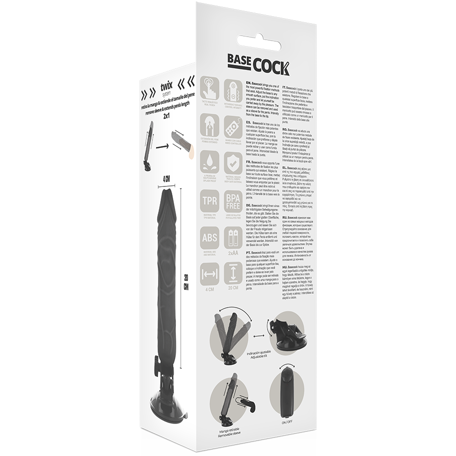 BASECOCK - VIBRADOR REALISTA NATURAL CON CONTROL REMOTO 20 CM -O- 4 CM