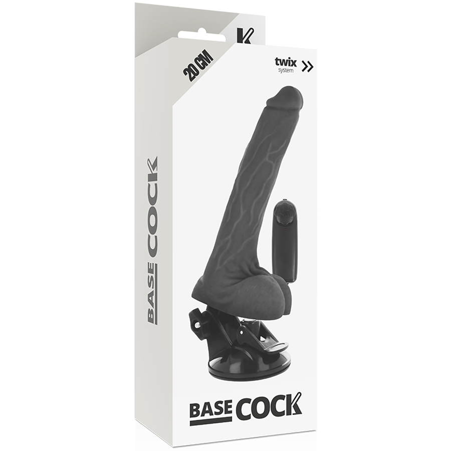 BASECOCK - VIBRADOR NATURAL REALISTA CON TESTICULOS A CONTROL REMOTO 20 CM -O- 4 CM