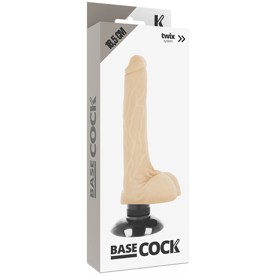 BASECOCK - VIBRADOR REALISTA 2-1 NATURAL 18,5 CM -O- 4 CM