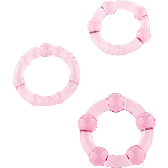 SIETE CREACIONES - SET DE TRES ANILLOS PARA EL PENE ROSA