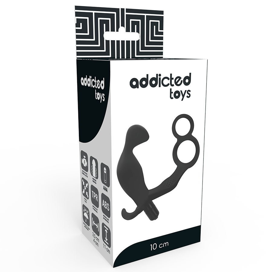 ADDICTED TOYS - PLUG ANAL CON DOBLE ANILLO PARA EL PENE Y TESTICULOS NEGROS