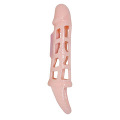 BAILE - FUNDA EXTENSORA DE PENE CON VIBRACIÓN Y CORREA NATURAL 13,5 CM