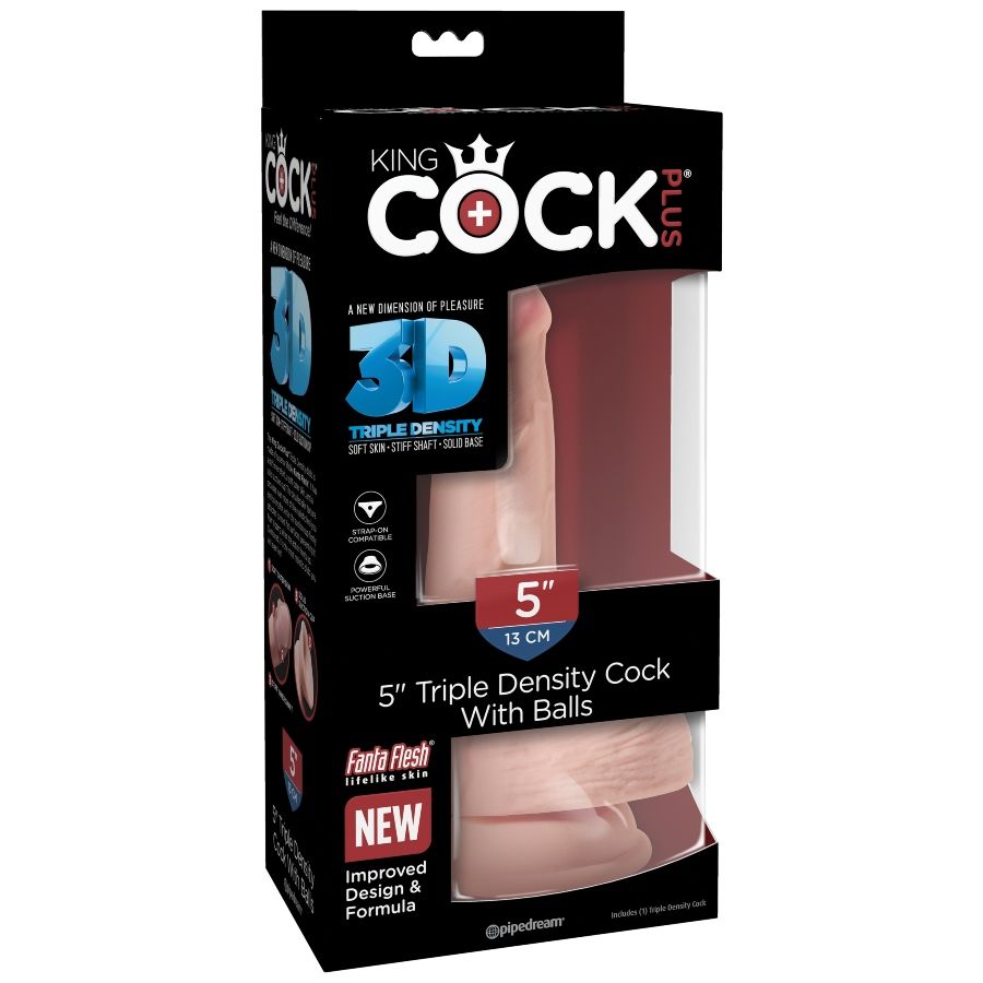 KING COCK - 13 CM TRIPLE DENSITY DILDO WITH TESTICLES