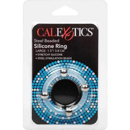 CALEXOTICS - ANILLO DE SILICONA CON CUENTAS DE ACERO L