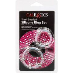 CALEXOTICS - SET DE ANILLOS DE SILICONA CON CUENTAS DE ACERO