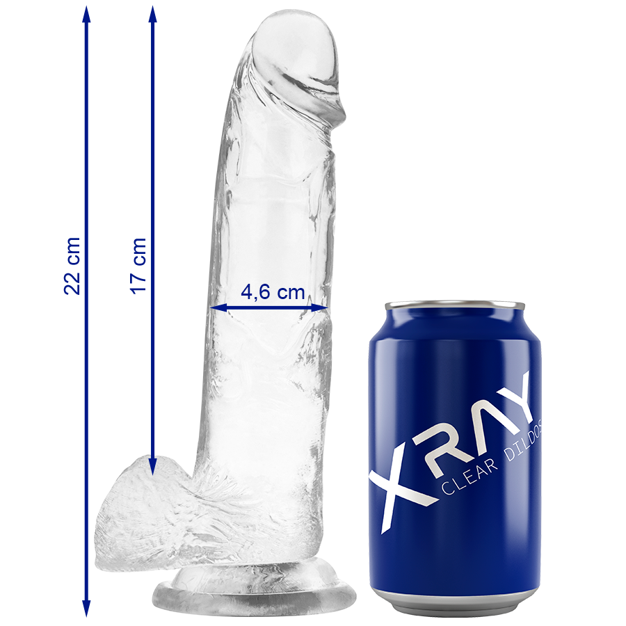 X RAY - TRANSPARENT COCK WITH BALLS 22 CM -O- 4.6 CM