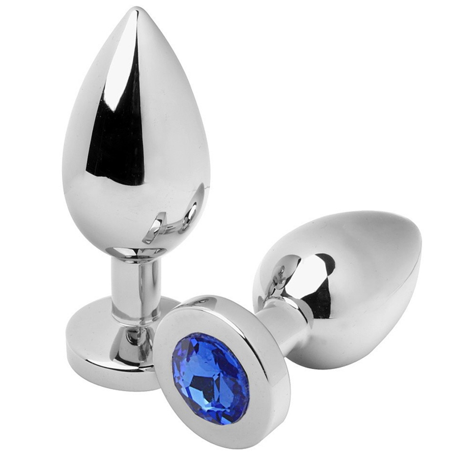 METAL HARD - PLUG ANAL BLEU DIAMANT PETIT 5,71CM