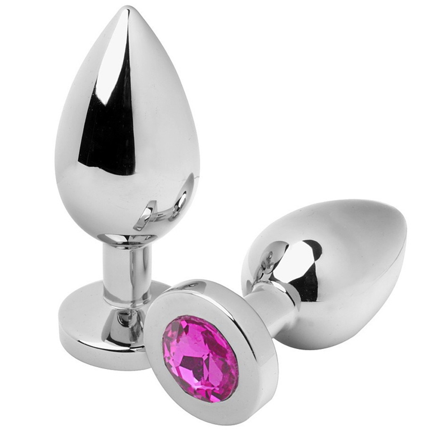 METAL DURO - PLUG ANAL DIAMANTE MEDIANO ROSA 7.62CM